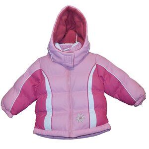 OshKosh B'gosh 12 Month Baby/Infant Puffer Jacket 2-tone Pink Fleece Lined Coat